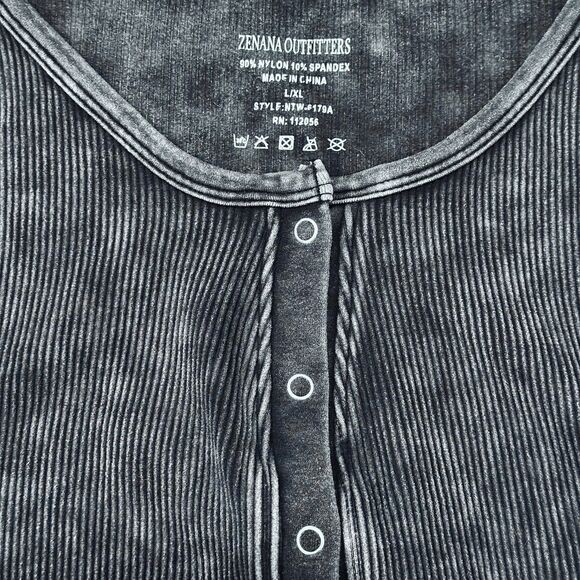 Zenana Outfitters Women Y2K Ribbed Tank Size L XL Gray Grunge Preppy 90s Neutral - Picture 6 of 7